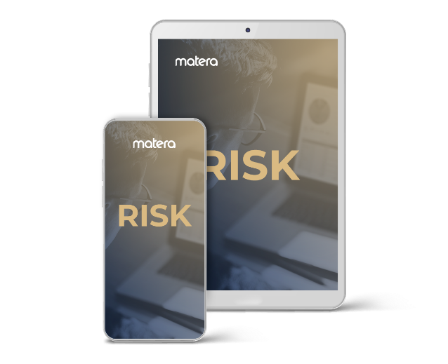 Tablet e celular com ebook sobre Risk - Matera